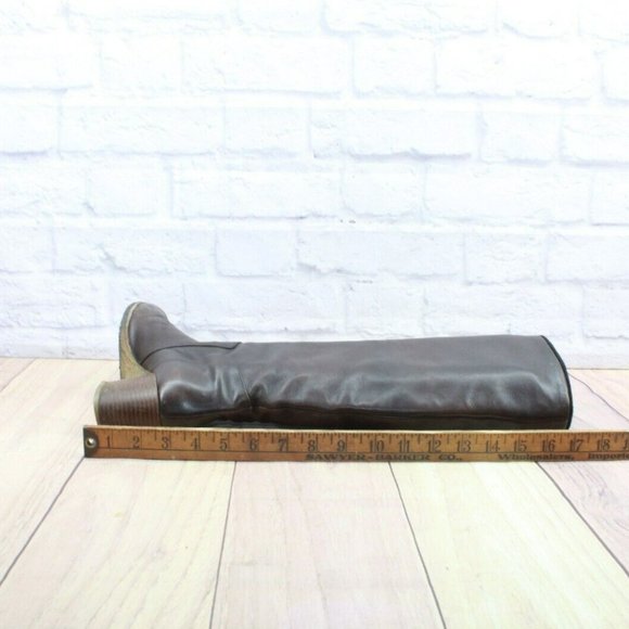 Roberto Del Carlo Brown Leather Pull On Knee High Heeled Boots Size 8.5 - Picture 6 of 10